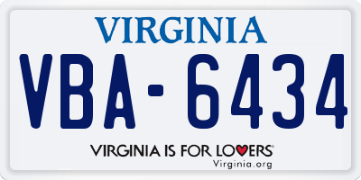 VA license plate VBA6434