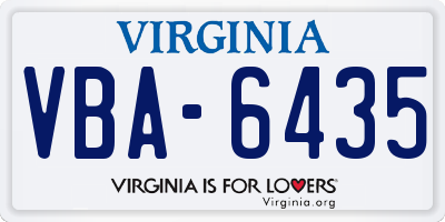 VA license plate VBA6435