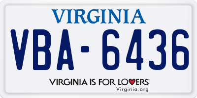VA license plate VBA6436