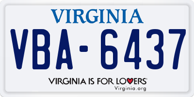VA license plate VBA6437