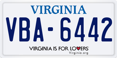 VA license plate VBA6442