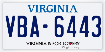 VA license plate VBA6443
