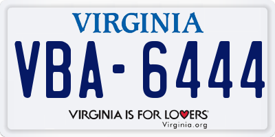 VA license plate VBA6444