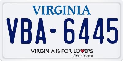 VA license plate VBA6445