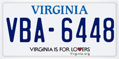 VA license plate VBA6448