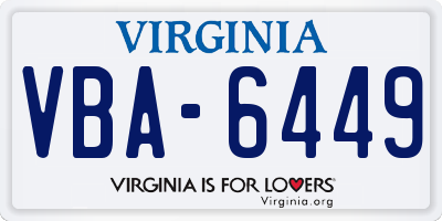 VA license plate VBA6449