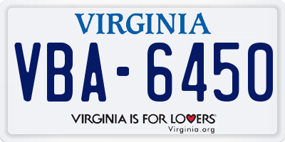 VA license plate VBA6450