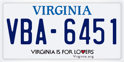 VA license plate VBA6451