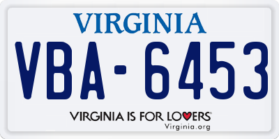 VA license plate VBA6453
