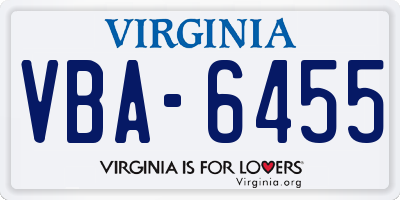 VA license plate VBA6455