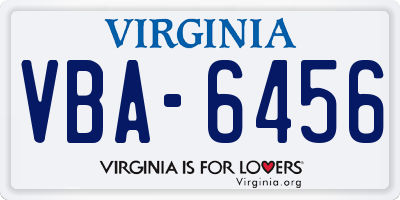 VA license plate VBA6456