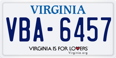 VA license plate VBA6457