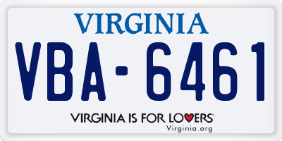 VA license plate VBA6461