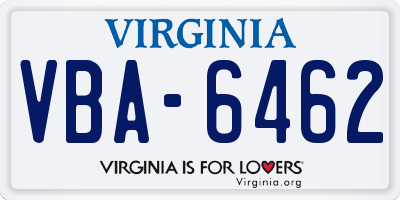 VA license plate VBA6462