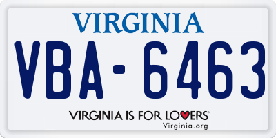 VA license plate VBA6463