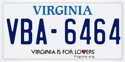 VA license plate VBA6464