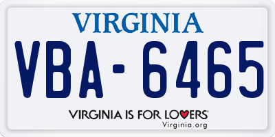 VA license plate VBA6465