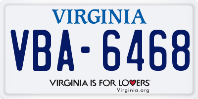 VA license plate VBA6468