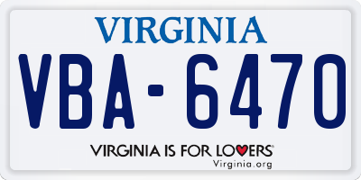 VA license plate VBA6470