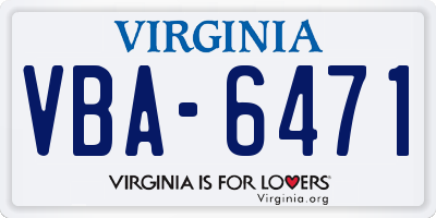 VA license plate VBA6471