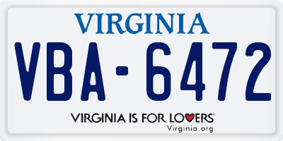 VA license plate VBA6472