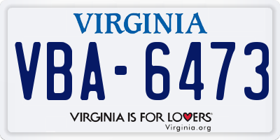 VA license plate VBA6473