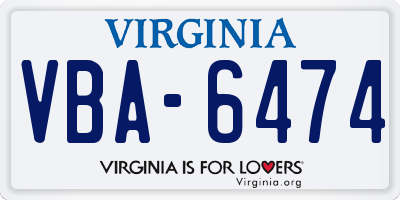 VA license plate VBA6474