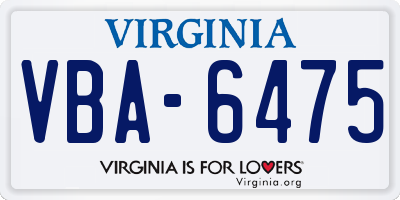 VA license plate VBA6475