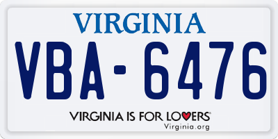 VA license plate VBA6476