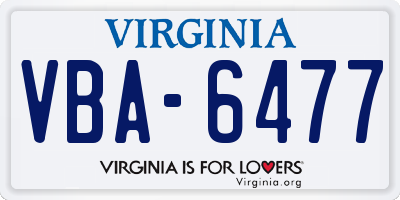 VA license plate VBA6477