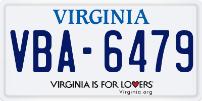 VA license plate VBA6479