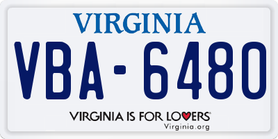 VA license plate VBA6480