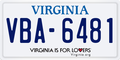 VA license plate VBA6481