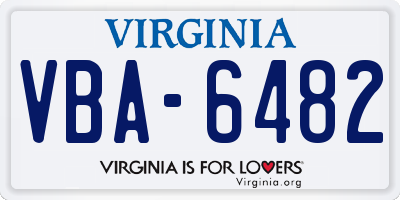 VA license plate VBA6482