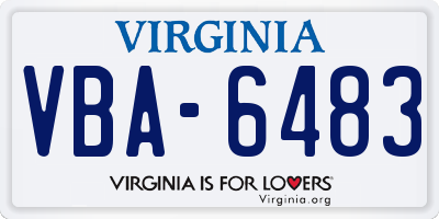 VA license plate VBA6483