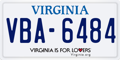 VA license plate VBA6484