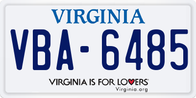 VA license plate VBA6485