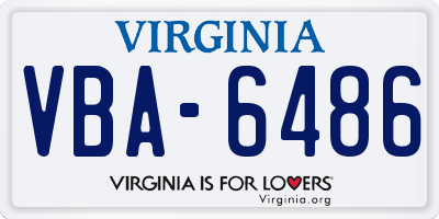 VA license plate VBA6486