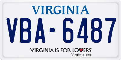 VA license plate VBA6487