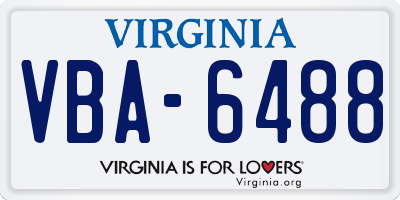 VA license plate VBA6488