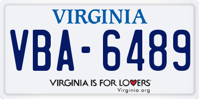 VA license plate VBA6489