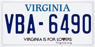 VA license plate VBA6490