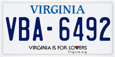 VA license plate VBA6492
