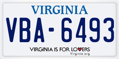 VA license plate VBA6493