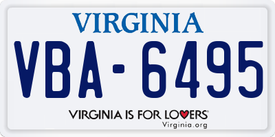 VA license plate VBA6495