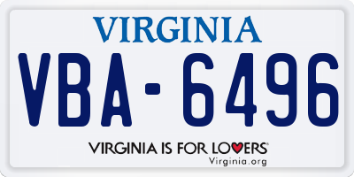 VA license plate VBA6496