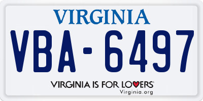 VA license plate VBA6497
