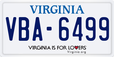 VA license plate VBA6499