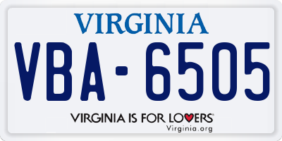 VA license plate VBA6505