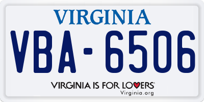VA license plate VBA6506